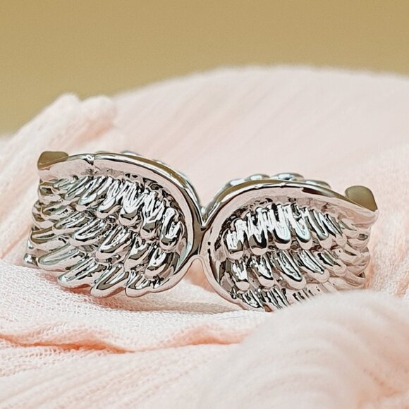 💎 Angel Wings Vintage Carved Beautiful Silver Ring for Women, INDN8372 - Picture 2 of 8